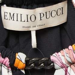 Emilio Pucci Multicolor Printed Silk Embellished Hem Sleeveless Shift Dress M