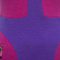 Pre Owned Emilio Pucci Blue/Purple Wool Knit V-Neck Short Dress S