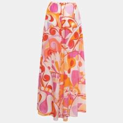 Emilio Pucci Multicolor Printed Cotton Blend Maxi Skirt S