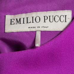 Emilio Pucci Purple Wool Drop Waist Long Sleeve Midi Dress M