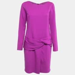 Emilio Pucci Purple Wool Drop Waist Long Sleeve Midi Dress M
