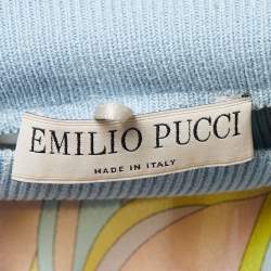 Pre Owned Emilio Pucci Multicolor Printed Silk High Neck Blouse S