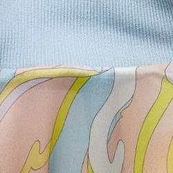 Pre Owned Emilio Pucci Multicolor Printed Silk High Neck Blouse S