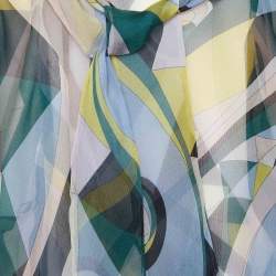 Emilio Pucci Multicolor Printed Silk Sheer Top L