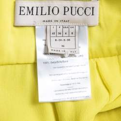 Emilio Pucci Yellow Embroidered Silk Back Open Slit Detail Gown S
