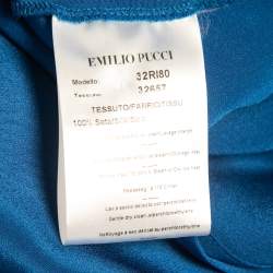 Emilio Pucci Blue Embroidered Silk Kaftan Maxi One Size