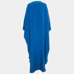 Emilio Pucci Blue Embroidered Silk Kaftan Maxi One Size