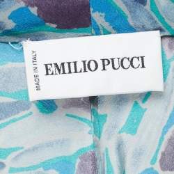 Emilio Pucci Multicolor Printed Silk Long Sleeve Belted Short Dress M