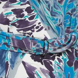 Emilio Pucci Multicolor Printed Silk Long Sleeve Belted Short Dress M