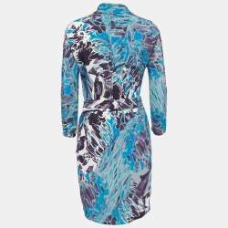 Emilio Pucci Multicolor Printed Silk Long Sleeve Belted Short Dress M