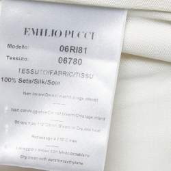 Pre Owned Emilio Pucci Multicolor Printed Jersey Long Sleeve Draped Dress L