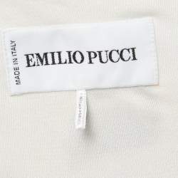 Pre Owned Emilio Pucci Multicolor Printed Jersey Long Sleeve Draped Dress L