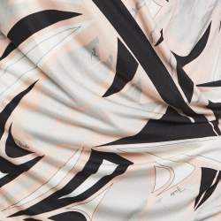 Pre Owned Emilio Pucci Multicolor Printed Jersey Long Sleeve Draped Dress L