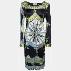 Emilio Pucci Multicolor Printed Jersey Long Sleeve Midi Dress L