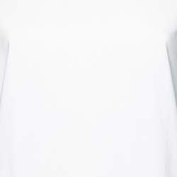 Pre Owned Emilio Pucci White Cotton Knit Contrast Ruffle Sleeve T-Shirt S