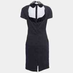 Pre Owned Emilio Pucci Black Crystals Embellished Backless Sheath Dress S