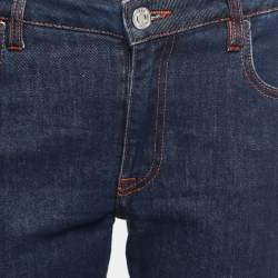 Pre Owned Emilio Pucci Blue Denim Fringed Jeans M Waist 30"