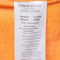 Emilio Pucci Orange Cotton Crystal Embellished Logo T-Shirt S