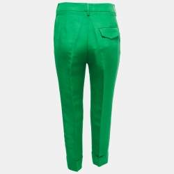 Pre Owned Emilio Pucci Green Silk Tailored Trousers M
