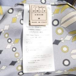 Pre Owned Emilio Pucci Light Blue Esperidi Print Silk Pant Shirt Set M