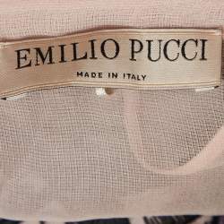 Emilio Pucci Beige Sheer Silk Embroidered Sleeveless Top S