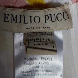 Pre Owned Emilio Pucci Pink Printed Cotton Straight Leg Pants M