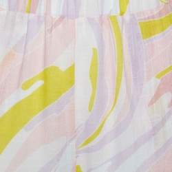 Pre Owned Emilio Pucci Pink Printed Cotton Straight Leg Pants M