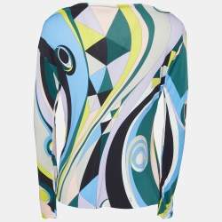 Emilio Pucci Multicolor Printed Jersey Long Sleeve Top M