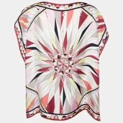 Pre Owned Emilio Pucci Multicolor Printed Silk Kaftan Top (TU)