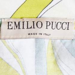 Pre Owned Emilio Pucci Yellow Printed Cotton Knit T-Shirt S