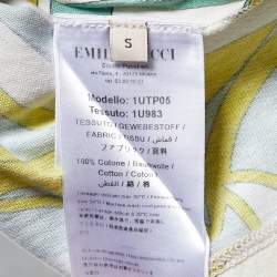 Pre Owned Emilio Pucci Yellow Printed Cotton Knit T-Shirt S