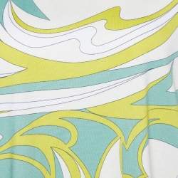 Pre Owned Emilio Pucci Yellow Printed Cotton Knit T-Shirt S