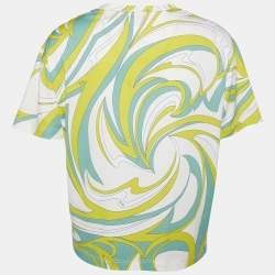 Pre Owned Emilio Pucci Yellow Printed Cotton Knit T-Shirt S