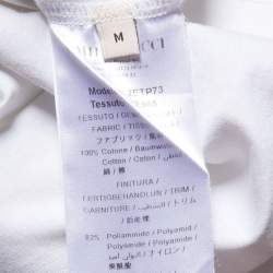 Pre Owned Emilio Pucci White logo Embossed Cotton Knit T-Shirt M