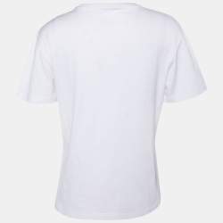 Pre Owned Emilio Pucci White logo Embossed Cotton Knit T-Shirt M