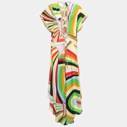Emilio Pucci Multicolor Printed Silk Kaftan Dress S