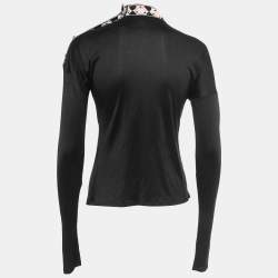 Emilio Pucci Black Jersey Draped Long Sleeve Top S