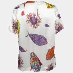 Emilio Pucci White Floral Printed Viscose Top S