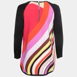Emilio Pucci Multicolor Crepe Long Sleeve Blouse M