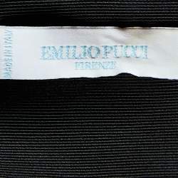 Pre Owned Emilio Pucci Black Cotton Blend Embellished Neck Detail Shift Dress M