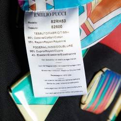 Pre Owned Emilio Pucci Black Cotton Blend Embellished Neck Detail Shift Dress M