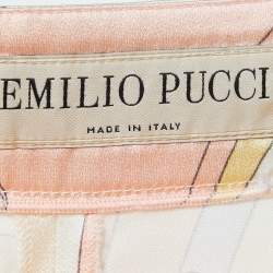 Emilio Pucci Beige Printed Satin Midi Skirt S