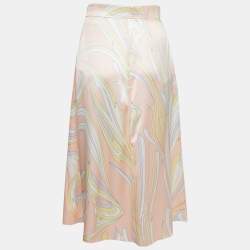 Emilio Pucci Beige Printed Satin Midi Skirt S