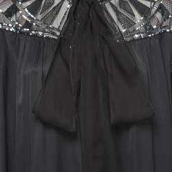 Emilio Pucci Navy Blue/Black Silk Blend Sequin Embellished Midi Dress XL