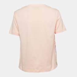 Pre Owned Emilio Pucci Light Pink Abstract Print Silk & Cotton Short Sleeve T-Shirt XS