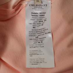 Pre Owned Emilio Pucci Light Pink Abstract Print Silk & Cotton Short Sleeve T-Shirt XS