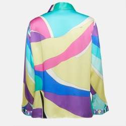 Emilio Pucci Multicolor Print Silk Button Front Full Sleeve Shirt L