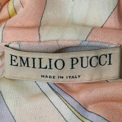 Pre Owned Emilio Pucci Light Pink Abstract Print Jersey High Neck Long Sleeve Top S