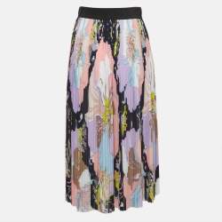 Emilio Pucci Multicolor Floral Print Crepe Pleated Midi Skirt S