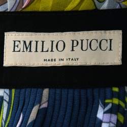 Emilio Pucci Multicolor Floral Print Crepe Pleated Midi Skirt S